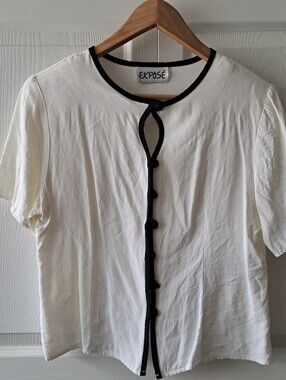 Vintage Expose Black And White Blouse Size Medium